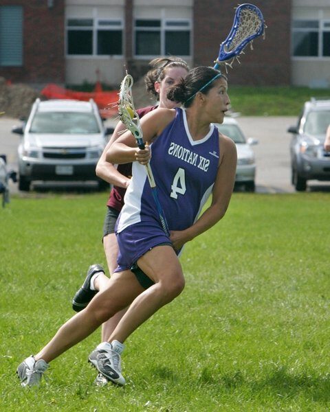 Claudia using equipment from the Fierce Lacrosse Store in NY
